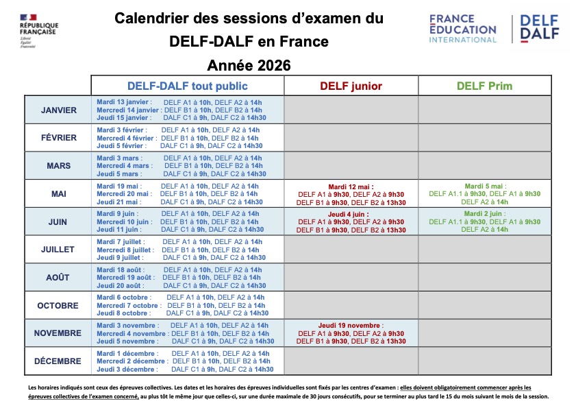 delf dalf tcf 2026 france